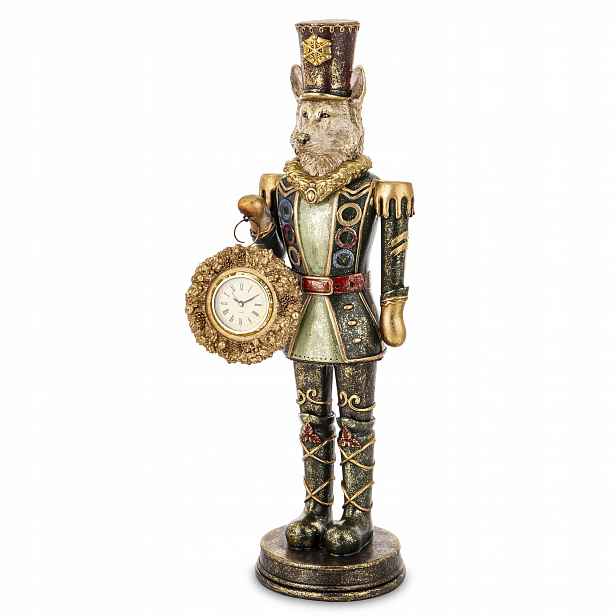 Figurka Pierrot Liška s hodinami Liška Hodiny Dekorace Figurka Dárek