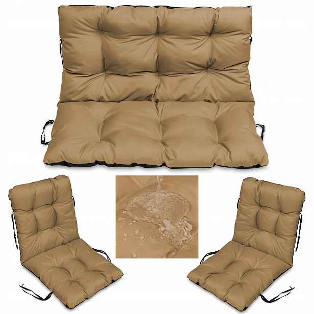 Sada zahradních polštářů na houpačku Rattan 100x60x50 2+1 Béžová