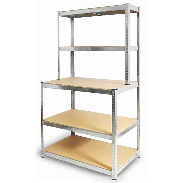 Skladový regál dílenský kovový 180x100x60 cm stůl 175 kg 5 polic