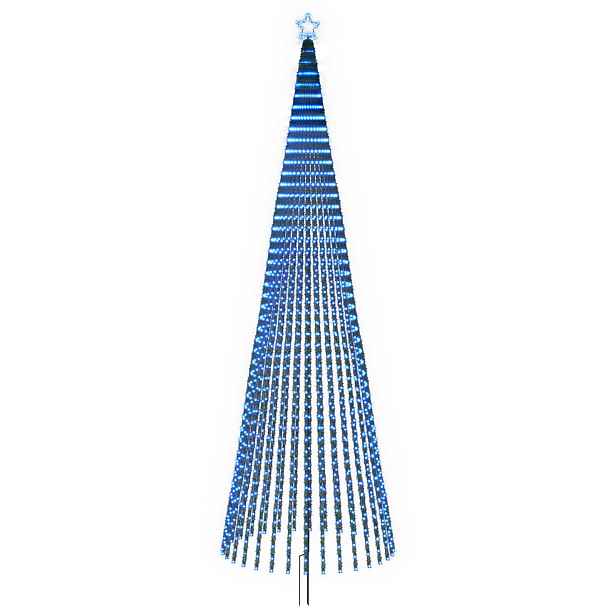 vidaXL LED vánoční strom 500 cm 1524 LED Modrá Ocel Černá
