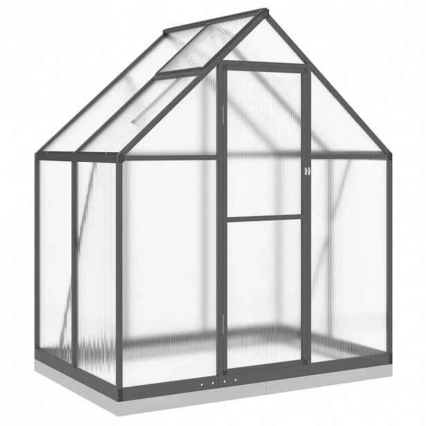 vidaXL Skleník s podkladovým rámem antracitový 169x114x202 cm hliník
