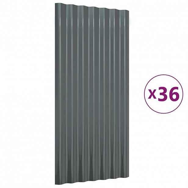 vidaXL Střešní panely 36 ks pozinkovaná ocel antracit 80 x 36 cm