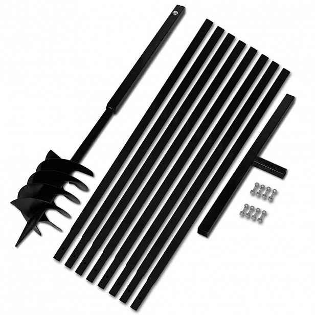 vidaXL Zemní vrták s rukojetí 180 mm, s nástavci 9 m, ocel