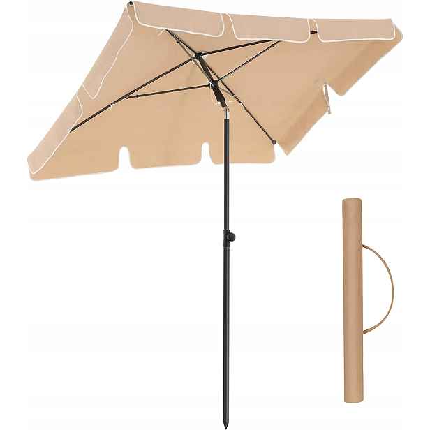 Zahradní Balkonový Plážový Slunečník Béžová Barva 180 CM X 240 CM