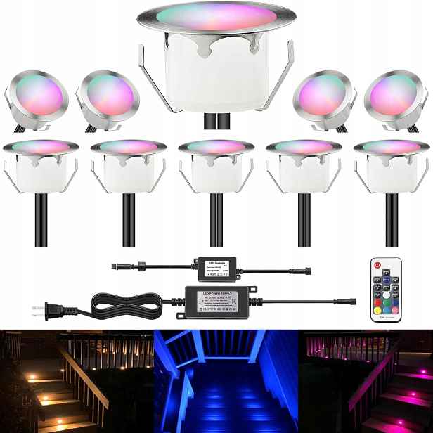 Zahradní Led nájezdové lampy Terasové Rgb IP67 Ovladač Napájecí zdroj Sada 10 Ks