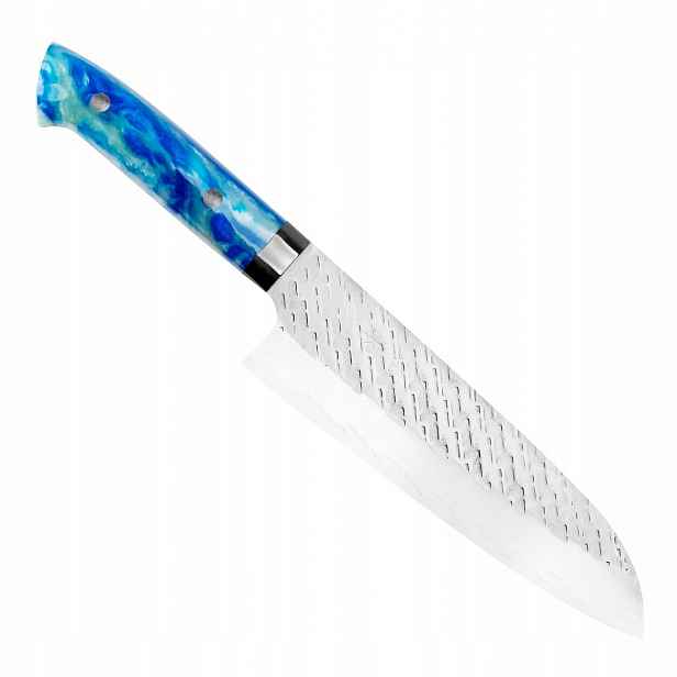 Takeshi Saji Strix Blue Acrylic Ručně kovaný japonský Nůž Santoku 18 cm