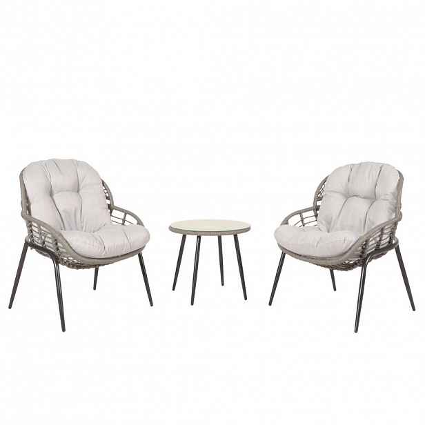 MCW POLY-RATTAN SADA Šedá, světle šedá