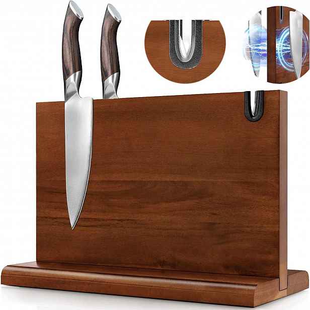 Stojan Na Nože Silný, Magnetický, Dřevěný, Oboustranný, 35.5 CM, Protiskluzový