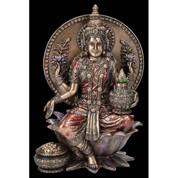 Figurka Bohyně Lakshmi Hinduistická Mytologie ve stylu Veronese 21 cm