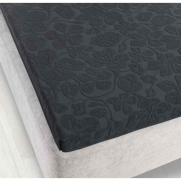 Froté prostěradlo bez gumičky 150x205 grafitové K64 5951 Tulipán Zwoltex