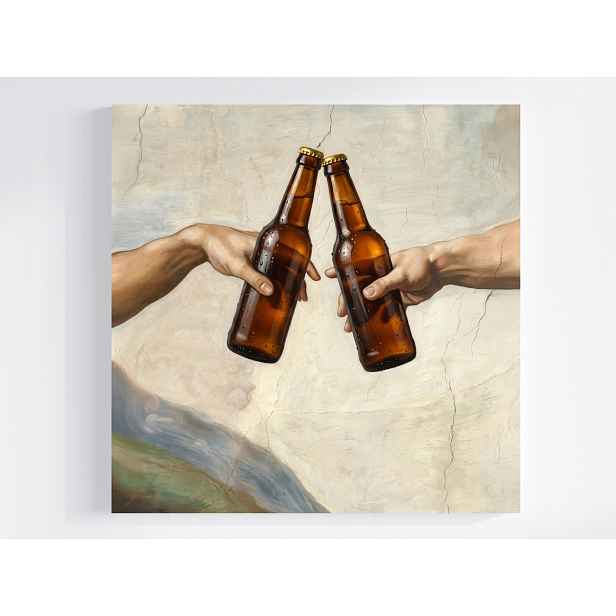 Obraz Na Plátně Canvas Stvoření Adama Parodia Michal Anděl Pivo 50x50