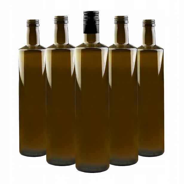 TEMU 5 ks Skleněné lahve na olej, tmavé sklo - Lahve na víno, olej, likéry 750 ML Olivové sklo - Sada lahví s víčky