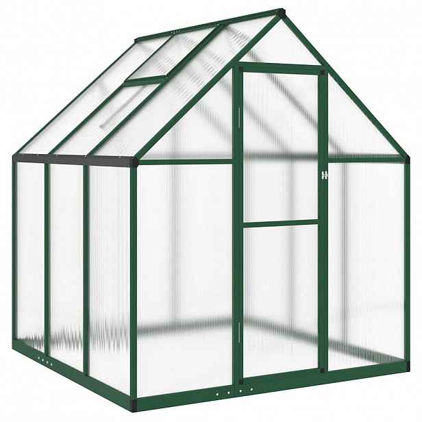 vidaXL Skleník s podkladovým rámem zelený 169 x 169 x 195 cm hliník