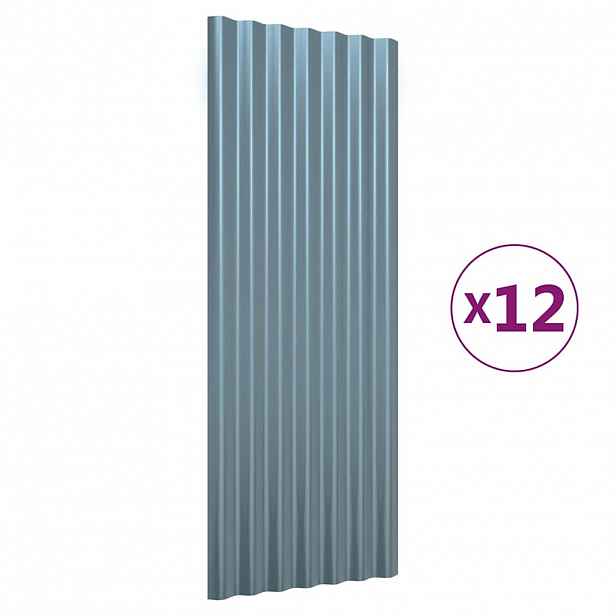 vidaXL Střešní panely 12 ks pozinkovaná ocel šedé 100 x 36 cm