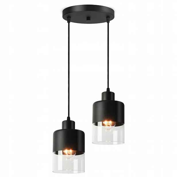 Závěsné Stropní Svítidlo Lustr Dual Glass 568-EZ2 Led E27 Black Edition