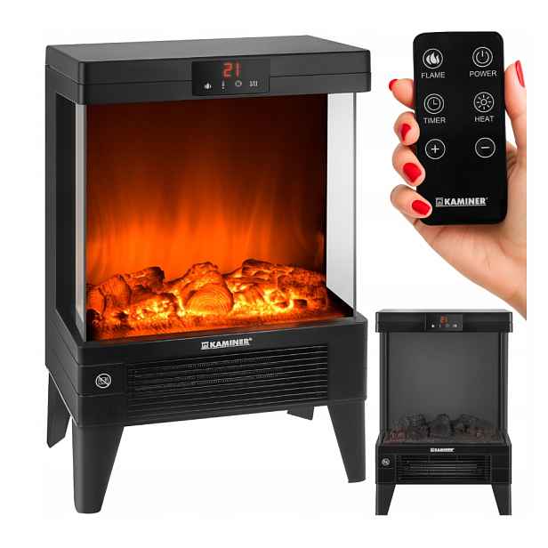 Elektrický volně stojící krb 2000 W 2 funkce Ohřívač Termoventilátor