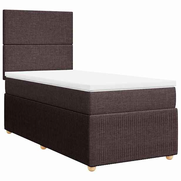 vidaXL Box spring postel s matrací tmavě hnědá 90x200 cm textil