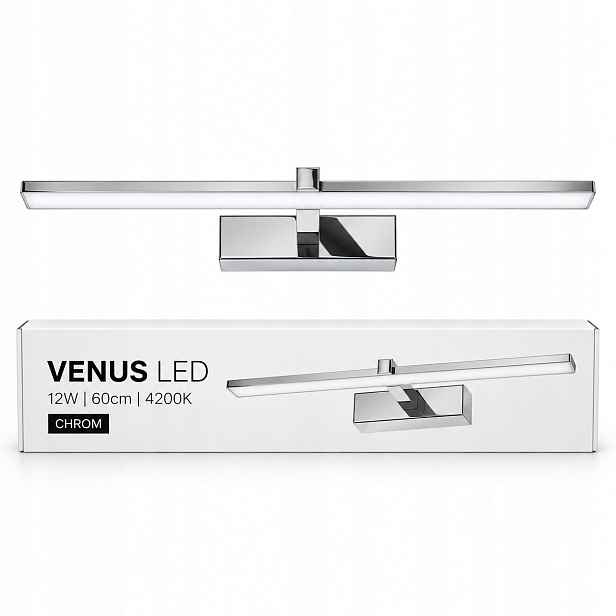 Moderní lampa Venus Led 12W 60 cm chrom nad zrcadlo 4200K IP44