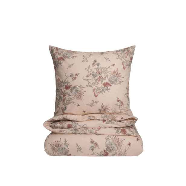 Povlečení Floral Paisley bavlněné s růžovými květy 220x200 Homla