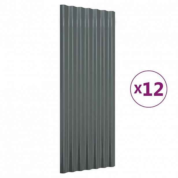 vidaXL Střešní panely 12 ks pozinkovaná ocel antracit 100x36 cm
