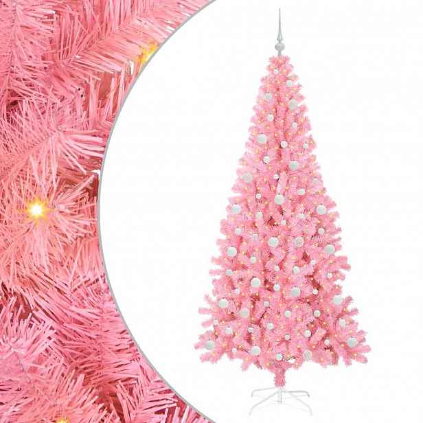 vidaXL Vánoční stromeček Růžová 210 cm PVC