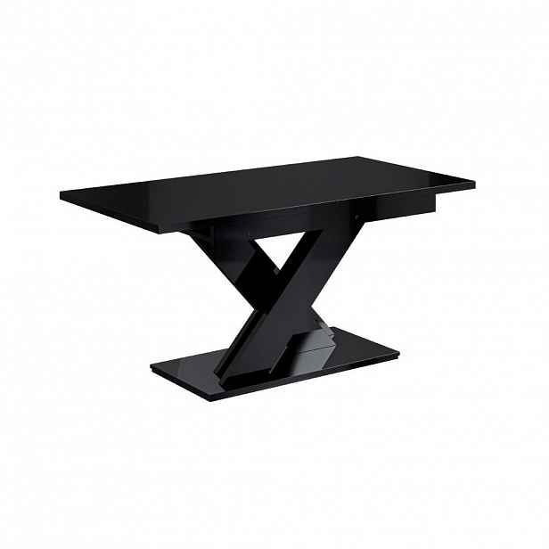 ALTDECOR VÝSUVNÝ jídelní stůl 140–180 × 80 × 75 cm – vysoce lesklá černá – RONX