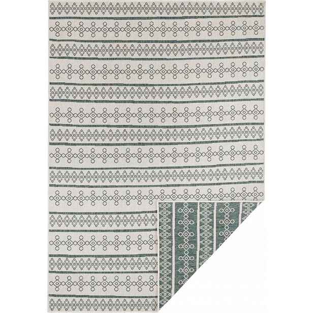 Běhoun oboustranný zeleno krémový, na terasu, provázkový, 80 x 350 cm