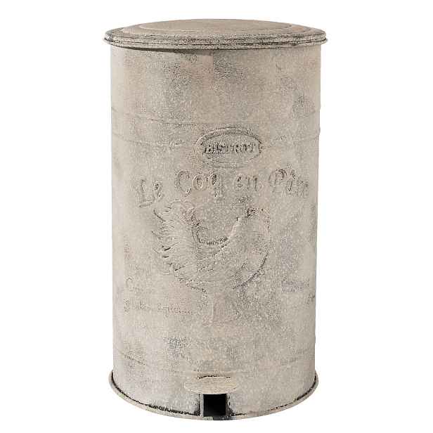 Bílý retro odpadkový koš s kohoutem - 26*30*46 cm Clayre & Eef