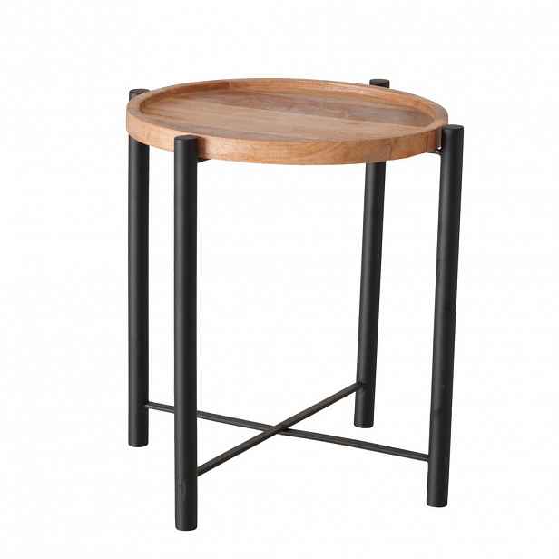 KONFERENČNÍ STOLEK, přírodní barvy, černá, dřevo, kov, 49/49/55 cm