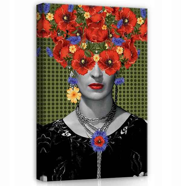 Obraz 75x100 Portrét ženy Frida Kahlo květiny umění pop-art maki