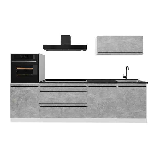 Vicco KUCHYŇSKÝ KOUT R-Line, Beton/Bílá, 280 cm pracovná doska antracitová