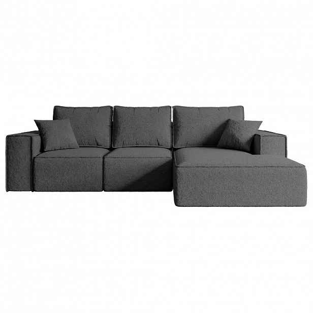 ALTDECOR ROHOVÁ SEDACÍ SOUPRAVA s funkcí lůžka a úložným prostorem SERRA-L-S – 266x161x87 cm šedá buklé