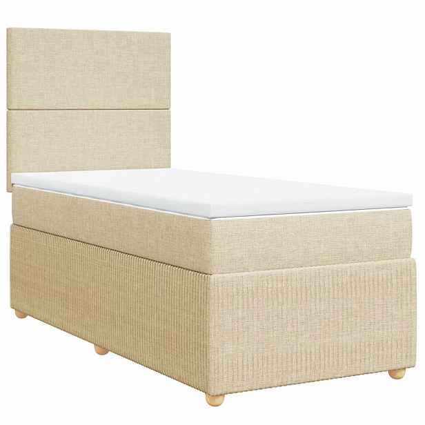 vidaXL Box spring postel s matrací krémová 90x200 cm textil