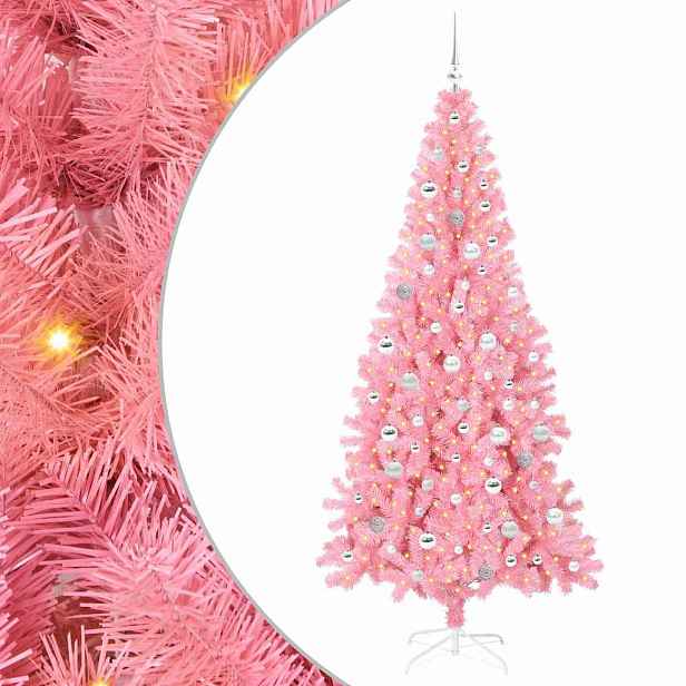 vidaXL Vánoční stromeček Růžová 210 cm PVC