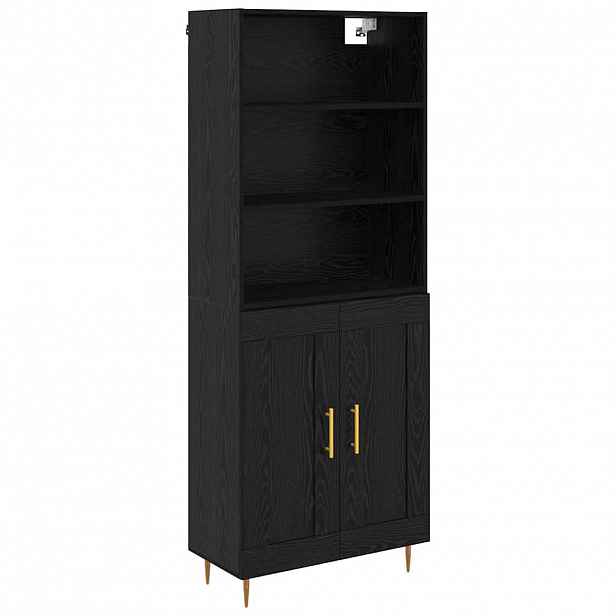 vidaXL Vysoký bufet Černý dub 69,5 x 34 x 180 cm Kompozitní dřevo