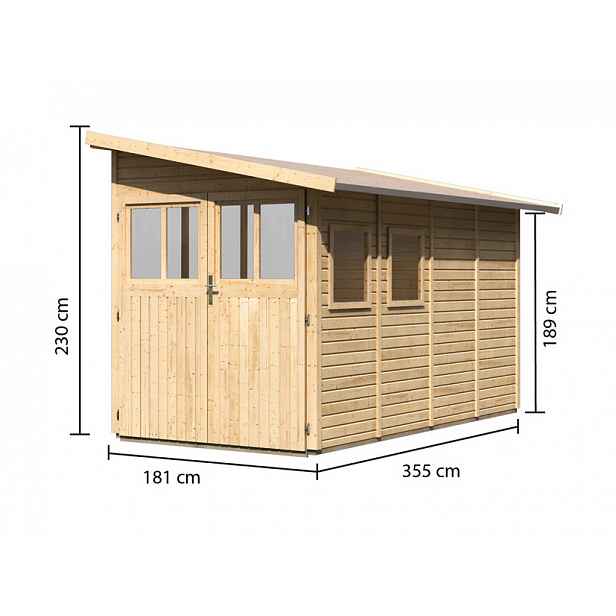 Dřevěný zahradní domek 181x268 cm Lanitplast 355 cm