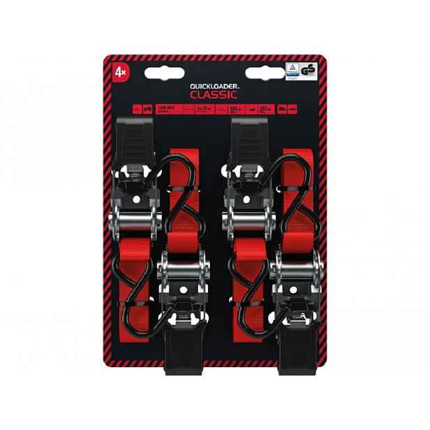Dvoudílný popruh s ráčnou Quickloader Classic 500 kg, 4 m x 25 mm - sada 4 ks