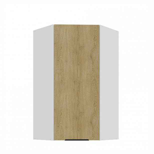 Horní rohová skříňka Cremona 60x60 GN-108 1F (45°) Barva korpusu: Bílá, Barva dvířek: Dub Cremona