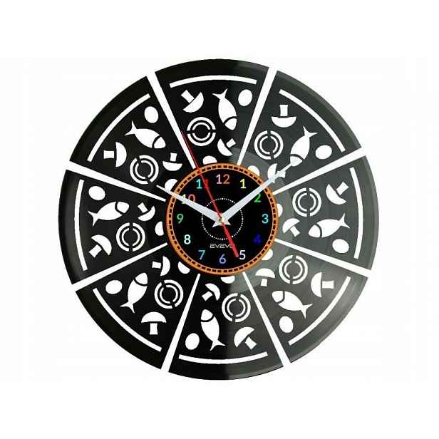 Pizza Dárek Originální dekorace do domu Hodiny z vinylové desky