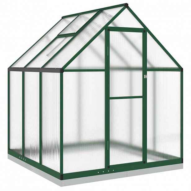 vidaXL Skleník s podkladovým rámem zelený 169 x 169 x 202 cm hliník