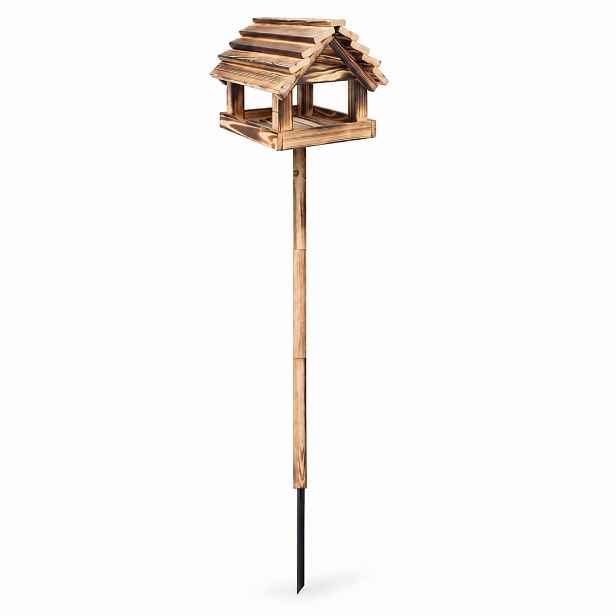 Dřevěné stojící krmítko pro ptáky 151 cm 35x28 cm Opalované