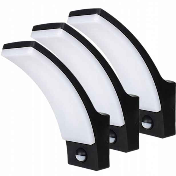 3x Led venkovní nástěnné svítidlo Vodotěsné IP65 Snímač pohybu soumraku