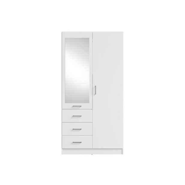 MASSENO ŠATNÍ SKŘÍŇ S OTOČNÝMI DVEŘMI NEVARIS, 101/200,5/58 cm 2dveřová se zrcadlem, bílá