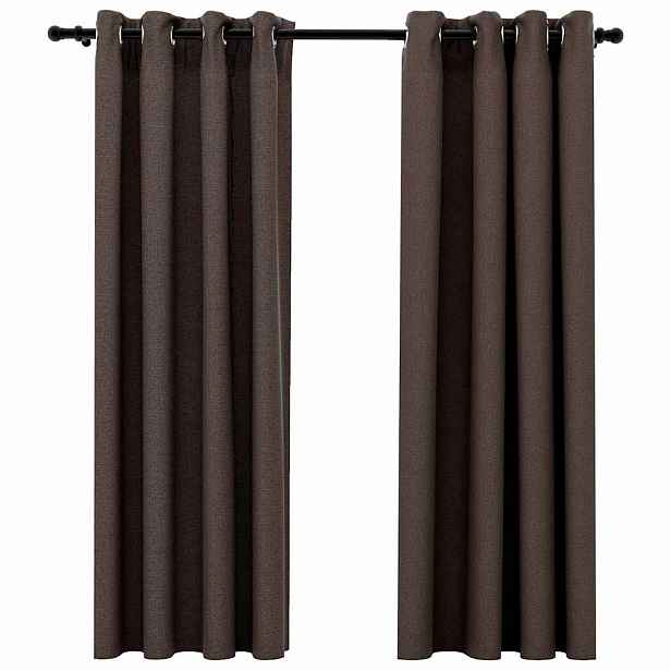 vidaXL Zatemňovací závěsy s kroužky vzhled lnu 2 ks taupe 140 x 175 cm