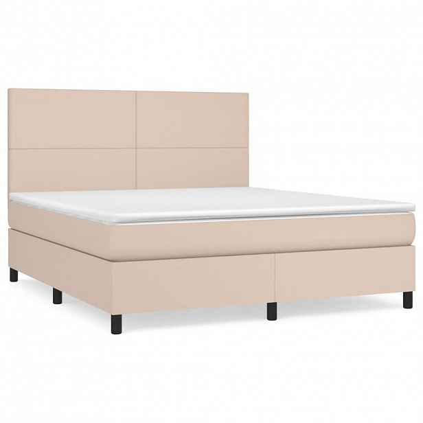 vidaXL Box spring postel s matrací cappuccino 180 x 200 cm umělá kůže
