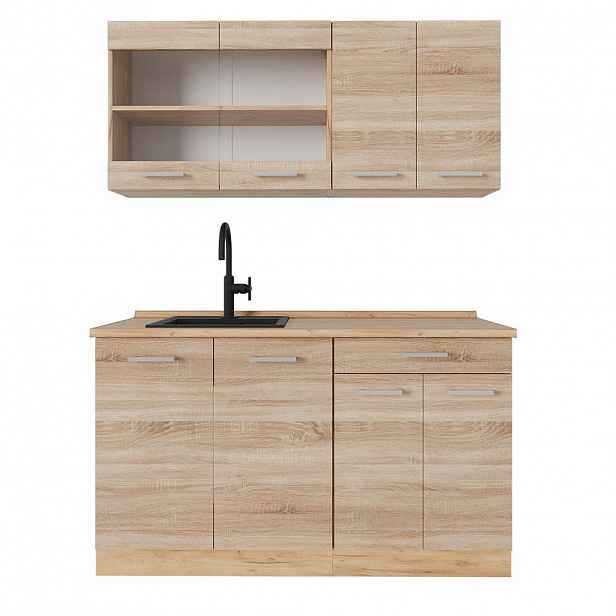 Vicco JEDNOTKOVÁ KUCHYNĚ R-Line Dub Sonoma/Goldkraft 140 cm bez pracovní desky