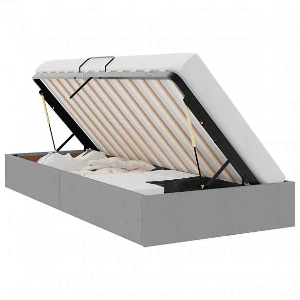 vidaXL Ottoman postel s úložištěm Světle šedá 100 x 200 cm textil