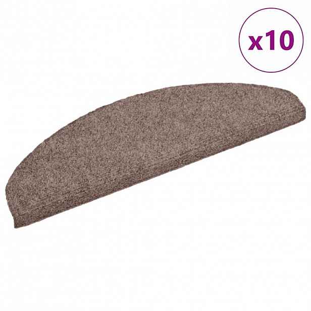 vidaXL Schodové rohože samolepicí 10 ks 65 x 21 x 4 cm světle hnědé, půlkulaté, velké