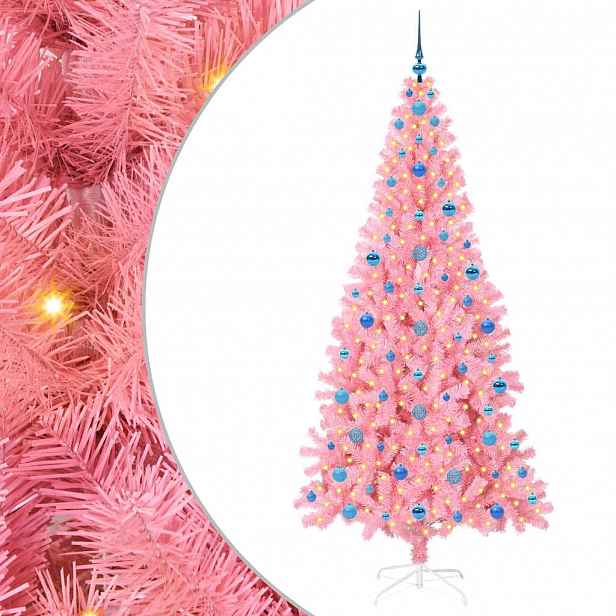 vidaXL Vánoční stromeček Růžová 210 cm PVC