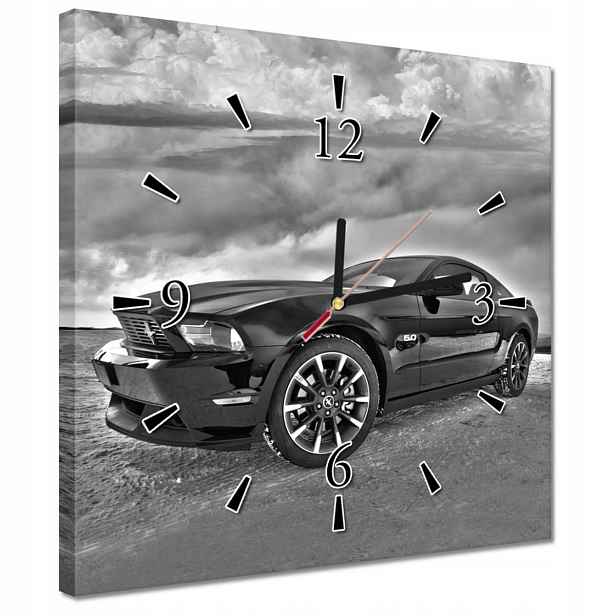 Hodiny 30x30 Ford Mustang na sněhu Auto Klasika vyrobeno v Usa